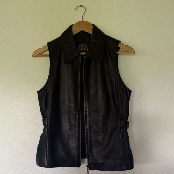 Vintage black Leather Vest - Picture 3 of 6